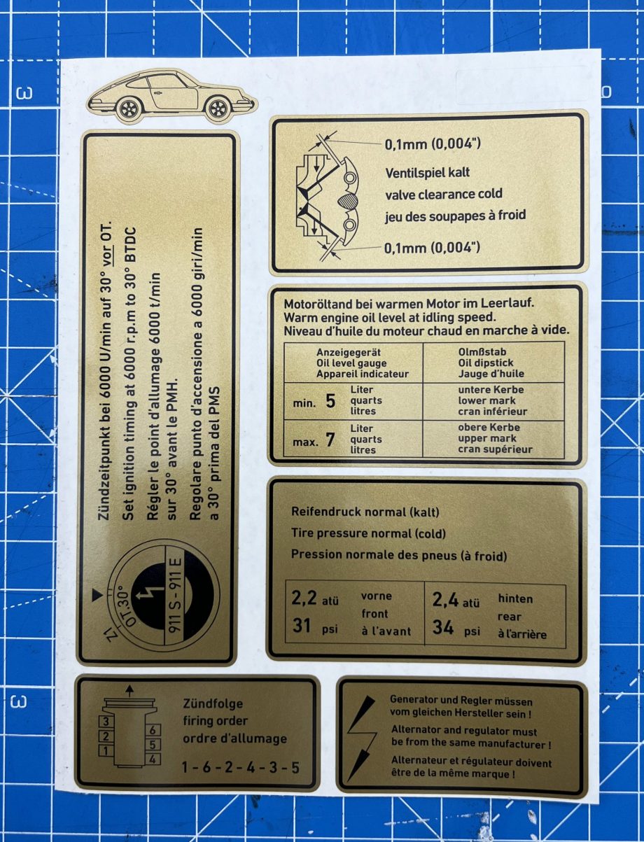 autocollant Porsche Porsche 911 - Type F - 911 2,0 T 2,2 T