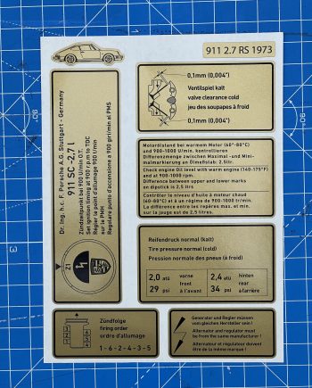 autocollant Porsche Porsche 911 - Type G traverse AR 911 SC 2,7 RS