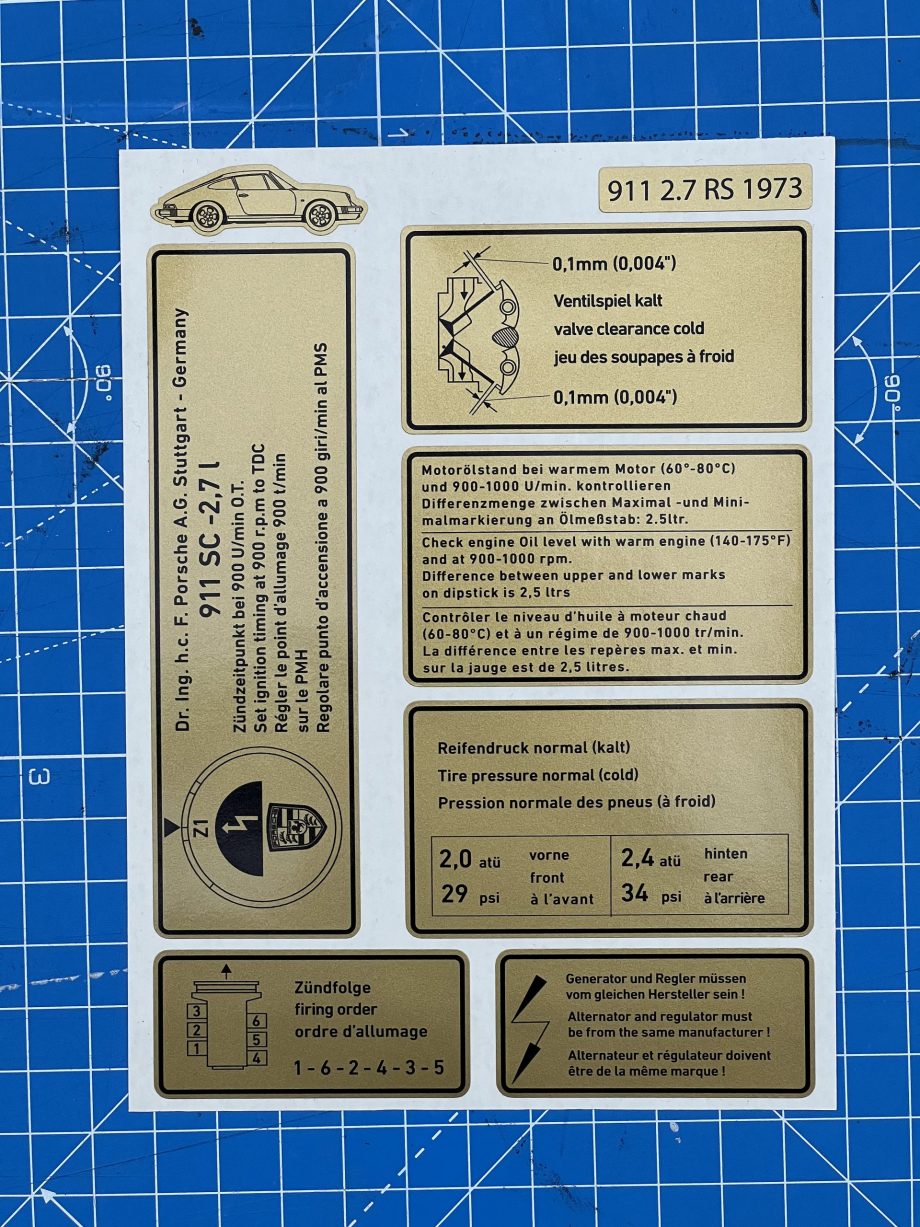autocollant Porsche Porsche 911 - Type G traverse AR 911 SC 2,7 RS