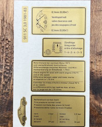 autocollant Porsche Porsche 911 - Type G traverse AR 911 SC 3,0 - 81-83